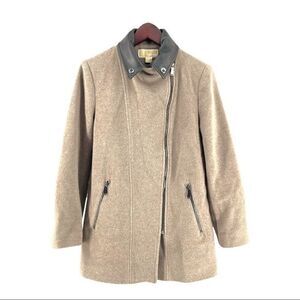 Michael Kors Women’s Wool Cashmere Blend Tan Coat Zipper Pockets size M